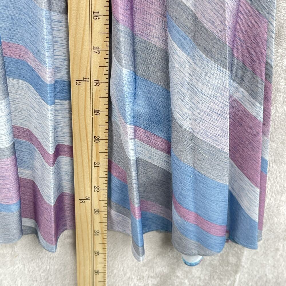 Vtg 80s Cue Fashions Striped Pleated Midi Dress Size 16.5 Large Retro Glamoratti - Picture 16 of 16